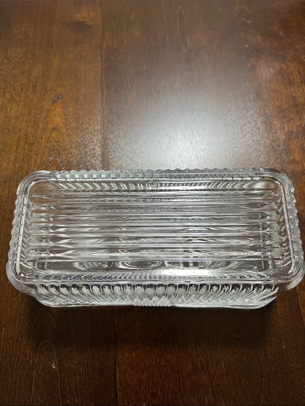 Vintage Clear Glass Dish Loaf Pan with Decorative Lid - Transparent
